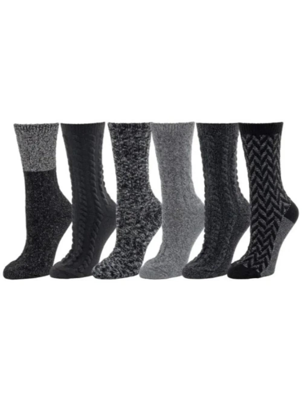 NWT Bearpaw Women's Boot Socks 6-Pack Shoe Size 4-10 Black & Gray